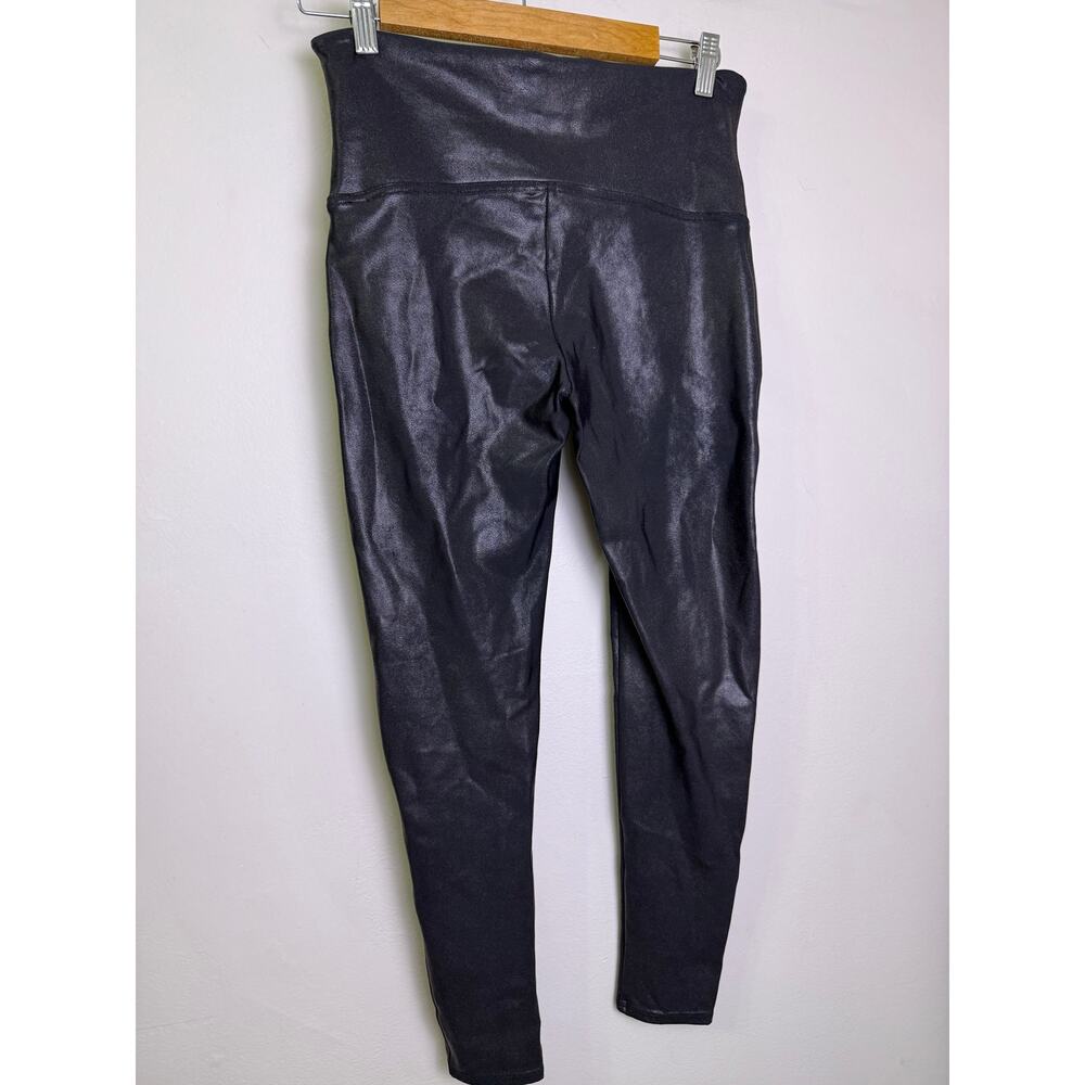 SPANX Faux Leather Look Leggings Black High Rise Pull On XL - Picture 3 of 5